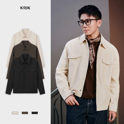 Áo Khoác Kaki Nam KRIK   Form Regular Chất  Liệu Cotton  Co Giãn Thiết Kế Túi Ẩn Tinh Tế AK5176