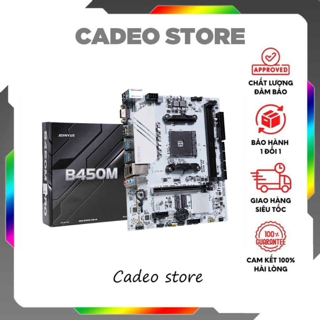 MAINBOARD JGINYUE B450M-PRO M-ATX: FULL CỔNG HDMI DP VGA – TƯƠNG THÍCH AMD RYZEN