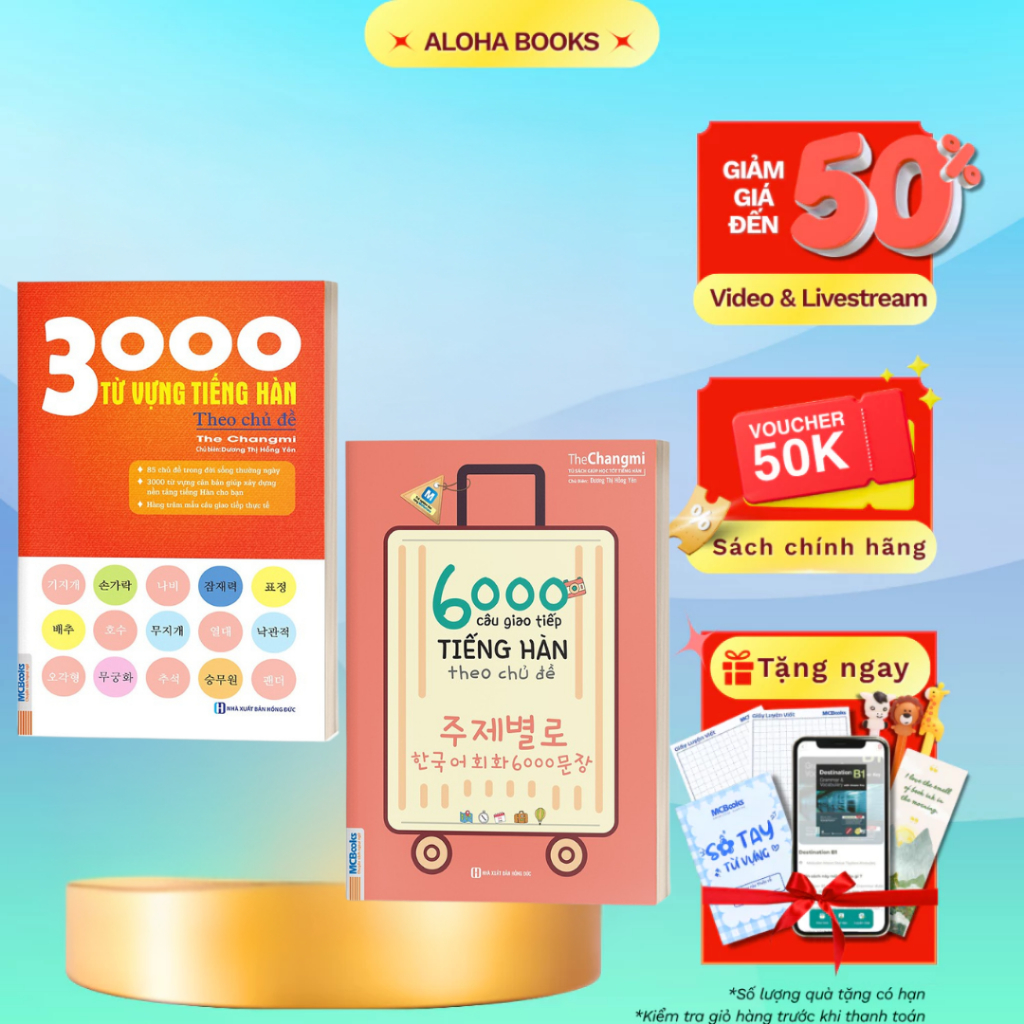 Combo Sách - 6000 Câu Giao Tiếp Tiếng Hàn Theo Chủ Đề + 3000 Từ Vựng Tiếng Hàn Theo Chủ Đề - MCBooks