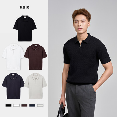 Áo Polo Len Nam KRIK Form Fitted Chất Liệu Pha Sợi Thiết Kế Cổ Khóa Kéo Hiện Đại Thanh Lịch PL2238