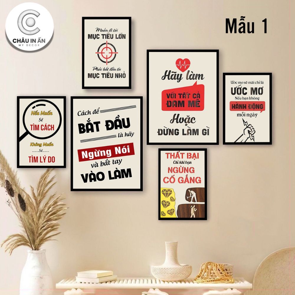 Set Tranh Decor Dán Tường, Slogan Truyền Động Lực, Truyền Cảm Hứng, Tranh Dán Tường Trang Trí Văn Ph