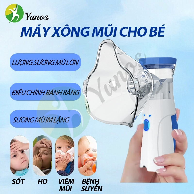 Yunos Máy xông khí dung Nebulizer Cao Cấp Cho Bé Công Nghệ Nhật Bản Máy Khí Dung Xông Mũi Họng Cầm Tay Giúp Vệ Sinh Mũi