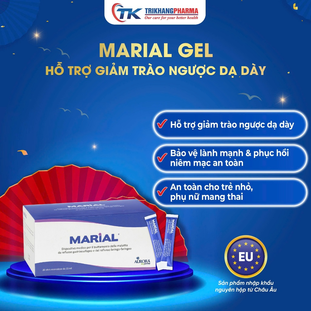 Combo 2 Hộp Marial Gel Giảm Trào Ngược Dạ Dày Bảo Vệ Phục Hồi Niêm Mạc Dạ Dày Thực Quản Giảm Ợ 20 Gói x 15ml