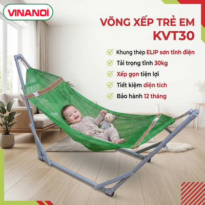 Võng Xếp Trẻ Em VINANOI Nobita Khung Thép Sơn Tĩnh Điện – Võng Lưới Cho Bé 0-5 Tuổi, Chắc Chắn An Toàn, Xếp Gọn Tiện Lợi