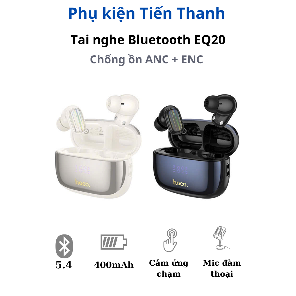 Tai nghe Hoco EQ20 - Bluetooth 5.4 - màn hình Led - giảm tiếng ồn  ANC + ENC - dùng trong 7h