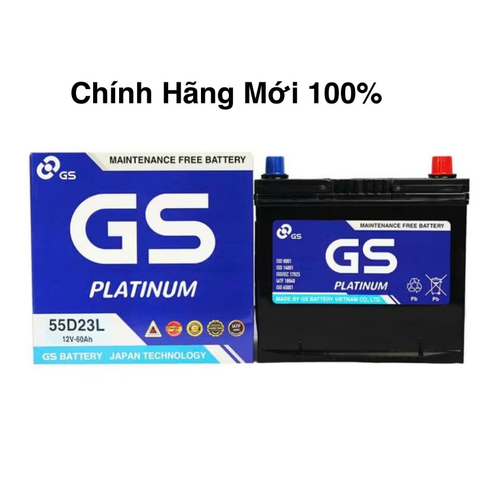 Bình ắc quy 12v miễn bảo dưỡng GS MF 55D23L (12V-60AH)