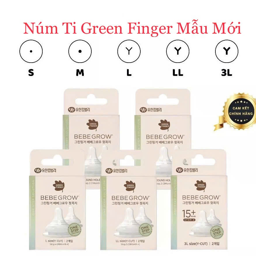 Bình sữa Moyuum/ Green Finger 170ml 270ml Hàn Quốc, Núm ti Green Finger  size S M L LL 3L chính hãng