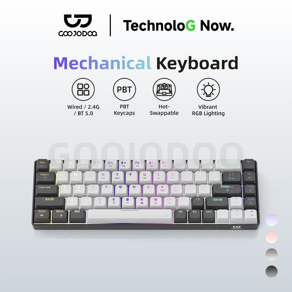 Bàn Phím Cơ Không Dây GOOJODOQ 68 Phím Hot-Swap RGB 3 Chế Độ Kết Nối Pin 144H Chính Hãng | BigBuy360 - bigbuy360.vn