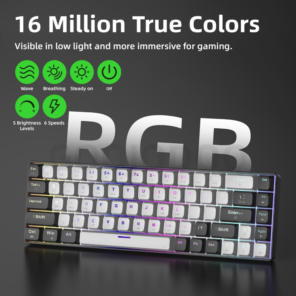 Bàn Phím Cơ Không Dây GOOJODOQ 68 Phím Hot-Swap RGB 3 Chế Độ Kết Nối Pin 144H Chính Hãng | BigBuy360 - bigbuy360.vn