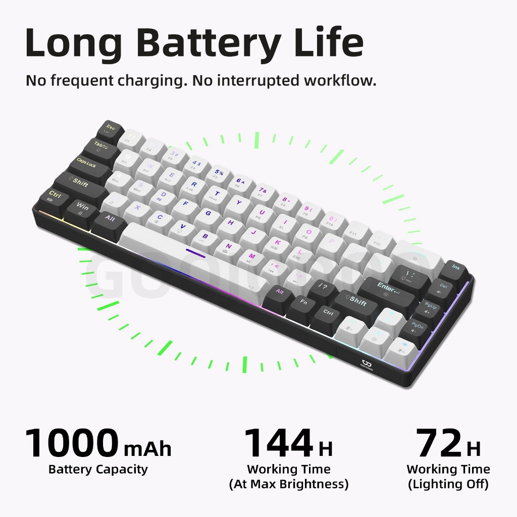 Bàn Phím Cơ Không Dây GOOJODOQ 68 Phím Hot-Swap RGB 3 Chế Độ Kết Nối Pin 144H Chính Hãng | BigBuy360 - bigbuy360.vn