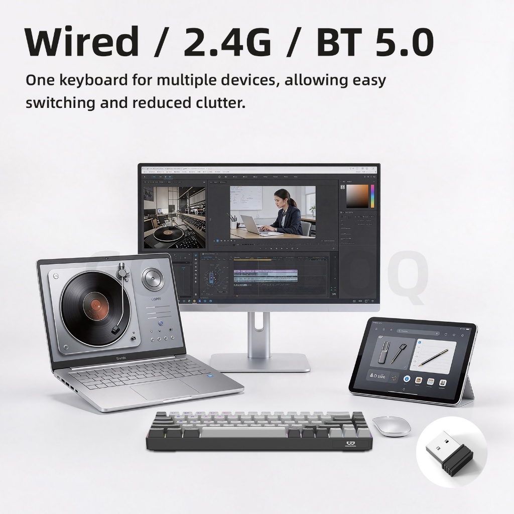 Bàn Phím Cơ Không Dây GOOJODOQ 68 Phím Hot-Swap RGB 3 Chế Độ Kết Nối Pin 144H Chính Hãng | BigBuy360 - bigbuy360.vn