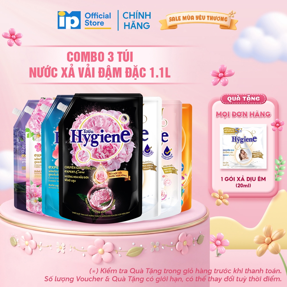 Combo 3 Nước Xả Vải Đậm Đặc Hygiene 1.1L