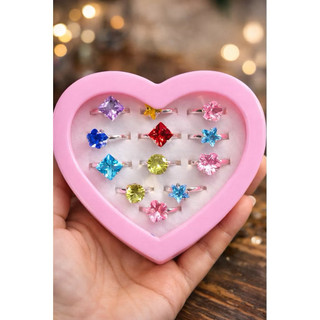 Set Hộp 12 Nhẫn đá lấp lánh dễ thương cho bé gái