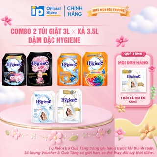 Combo Túi Nước Giặt Đậm Đặc Hygiene 3L x Nước Xả Vải Đậm Đặc Hygiene 3.5L (Dịu Êm/ Ánh Dương Hạnh Phúc/ Hoa Mẫu Đơn)