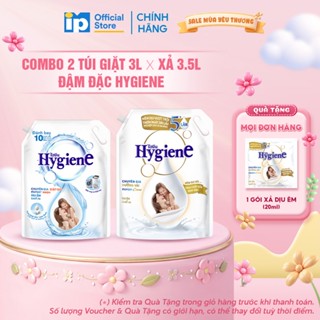 Combo Túi Nước giặt Đậm Đặc Hygiene 3L x Nước Xả Vải Đậm Đặc Hygiene 3.5L - Hương Dịu Êm