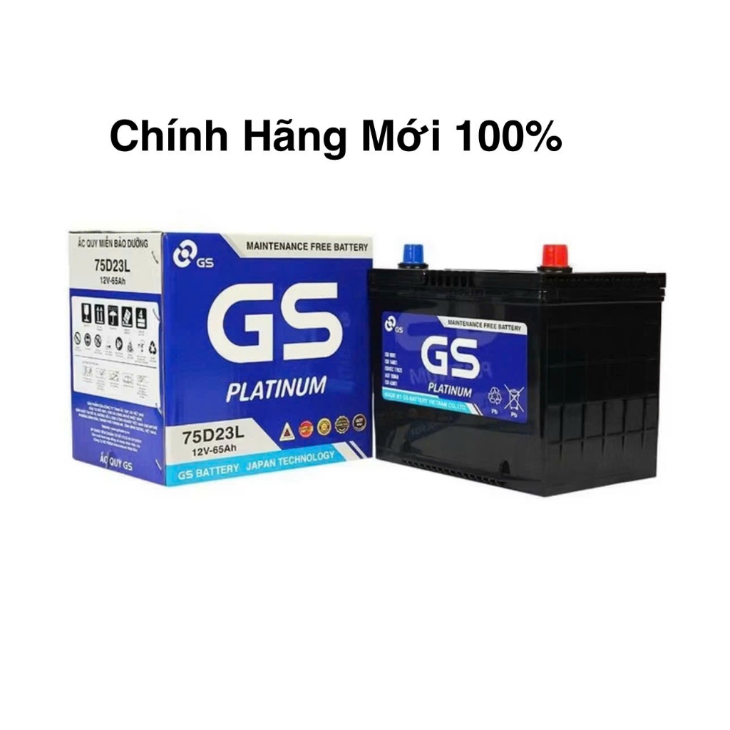 Bình ắc quy 12v miễn bảo dưỡng GS MF 75D23L (12V-65ah)