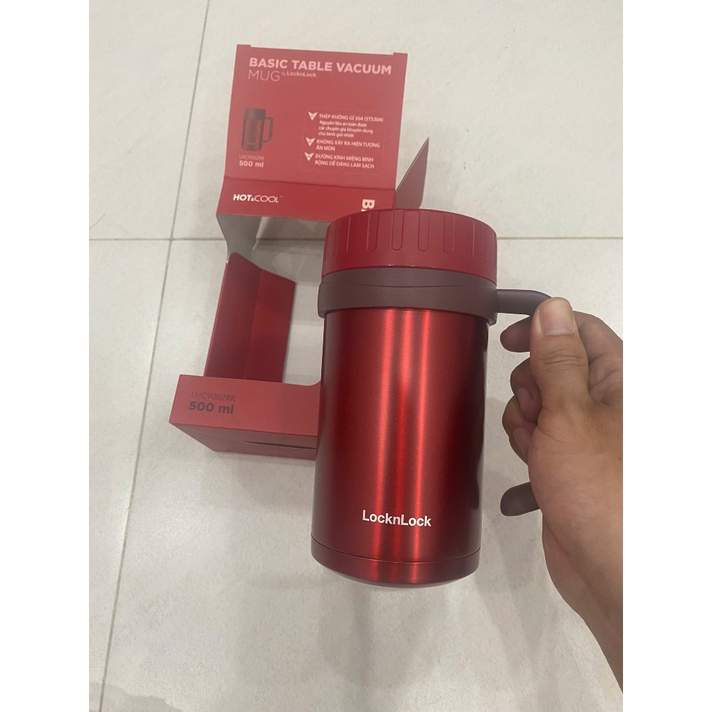 Cốc Ly giữ nhiệt Lock&Lock Basic Table Mug 500ml LHC9002 chất liệu inox 304 có khả năng giữ nóng và lạnh lâu