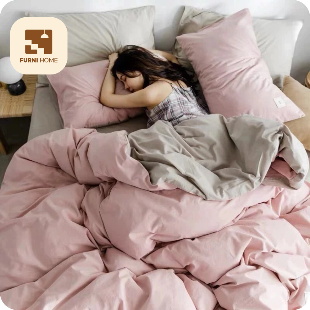 [FURNI HOME] a gối cotton tici Cosset bedding - Hồng Ga Be