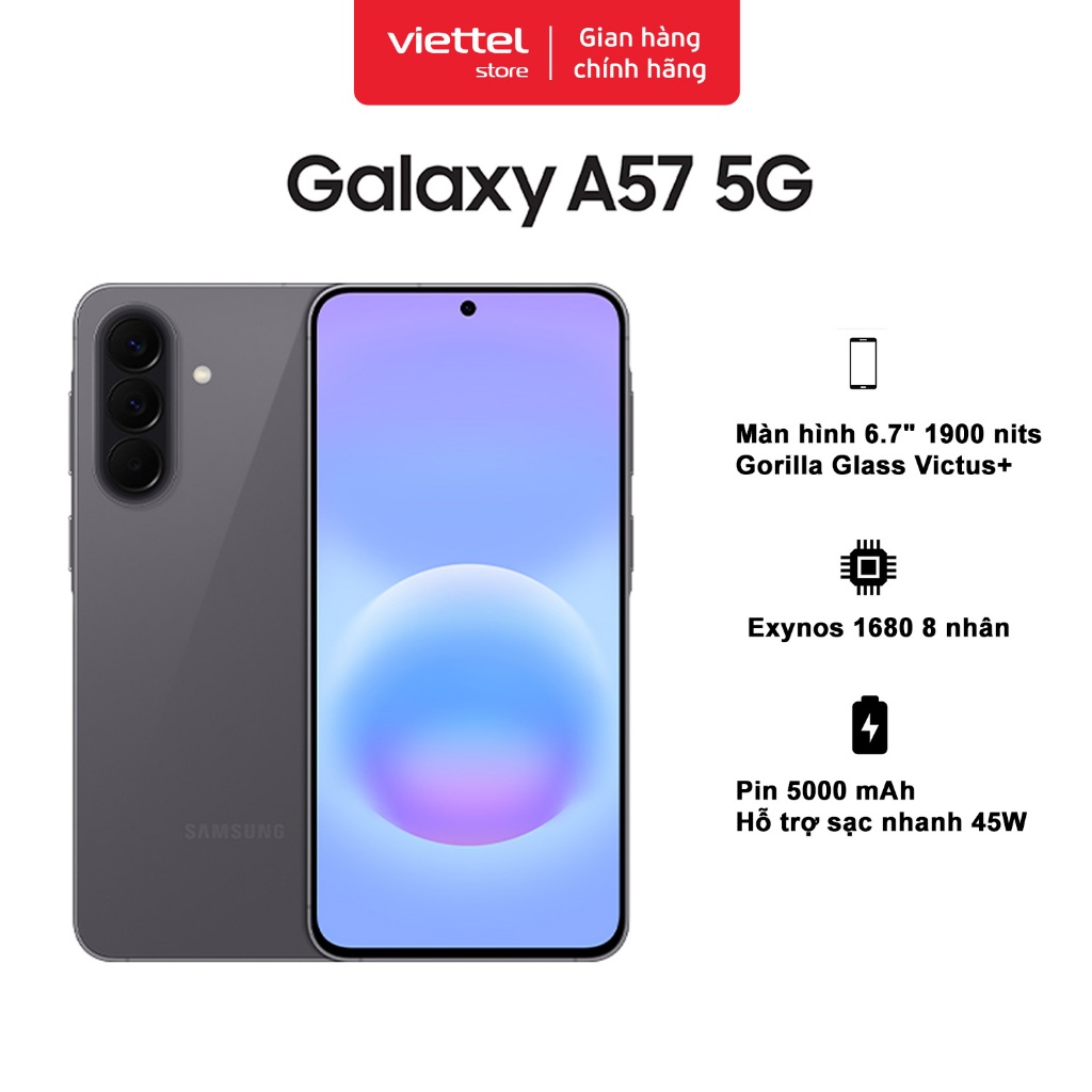 Điện thoại Samsung Galaxy A57 5G 8GB + 128GB Chính hãng | Exynos 1680 | Pin 5000 mAh | NFC | BigBuy360 - bigbuy360.vn