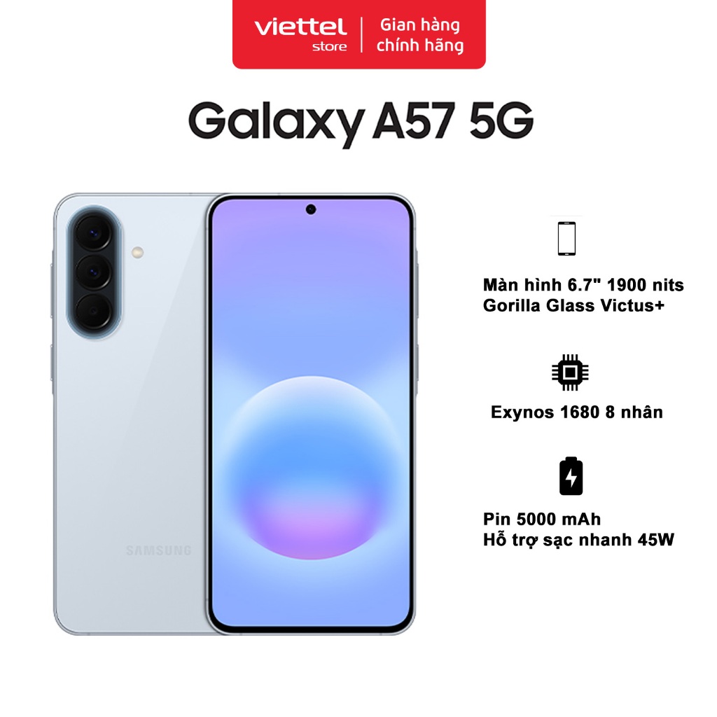 Điện thoại Samsung Galaxy A57 5G 8GB + 128GB Chính hãng | Exynos 1680 | Pin 5000 mAh | NFC | BigBuy360 - bigbuy360.vn