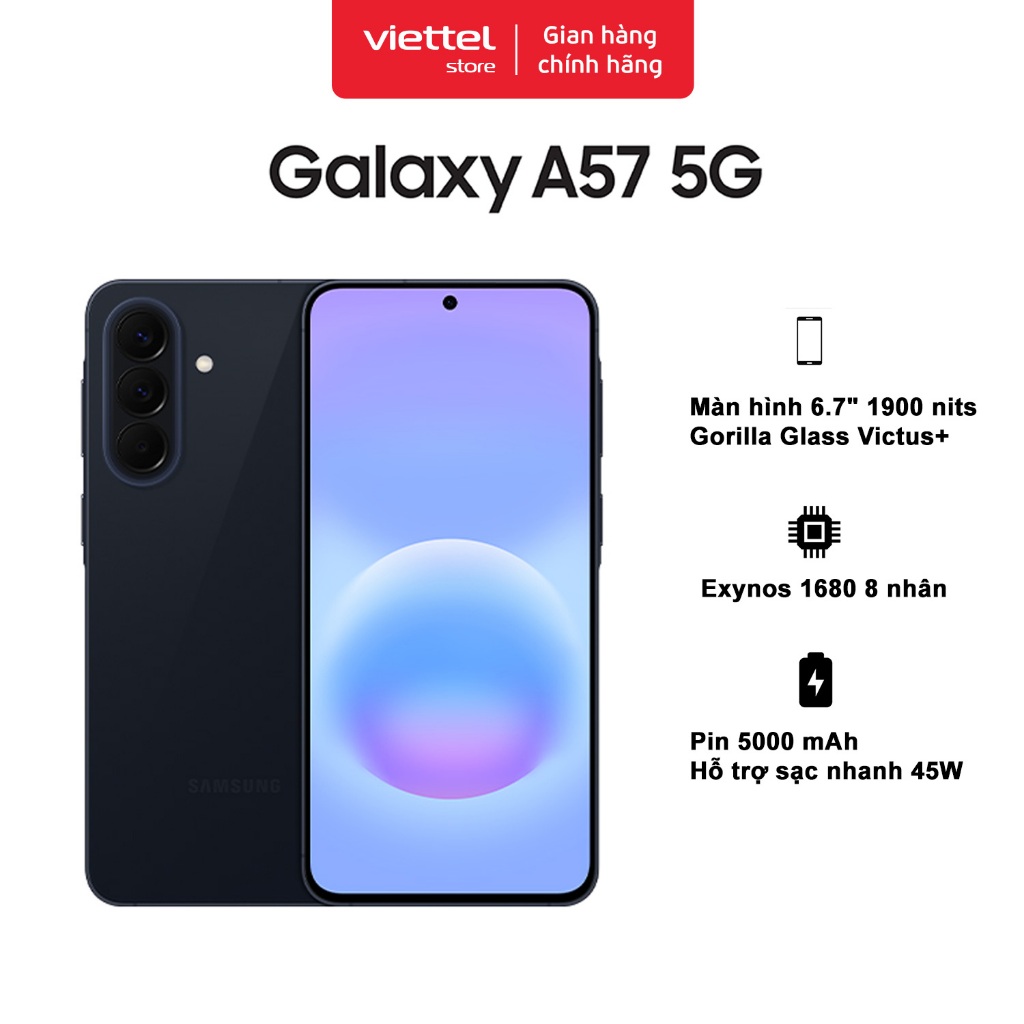 Điện thoại Samsung Galaxy A57 5G 8GB + 128GB Chính hãng | Exynos 1680 | Pin 5000 mAh | NFC | BigBuy360 - bigbuy360.vn