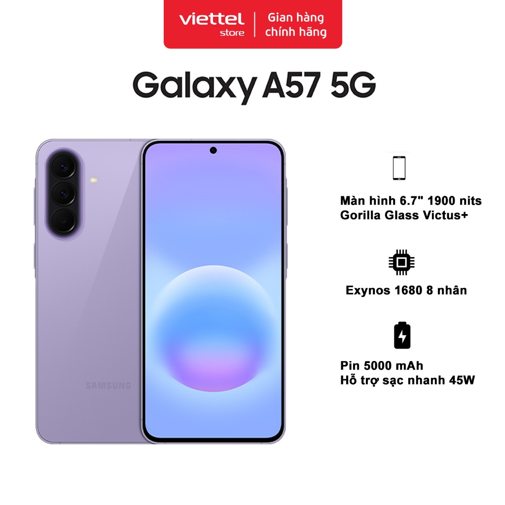 Điện thoại Samsung Galaxy A57 5G 8GB + 128GB Chính hãng | Exynos 1680 | Pin 5000 mAh | NFC | BigBuy360 - bigbuy360.vn