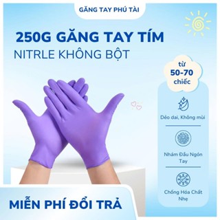 Găng Tay Nitrile Màu Tím Không Bột Loại Dày, Găng Tay Cao Su Nail Spa Thực Phẩm