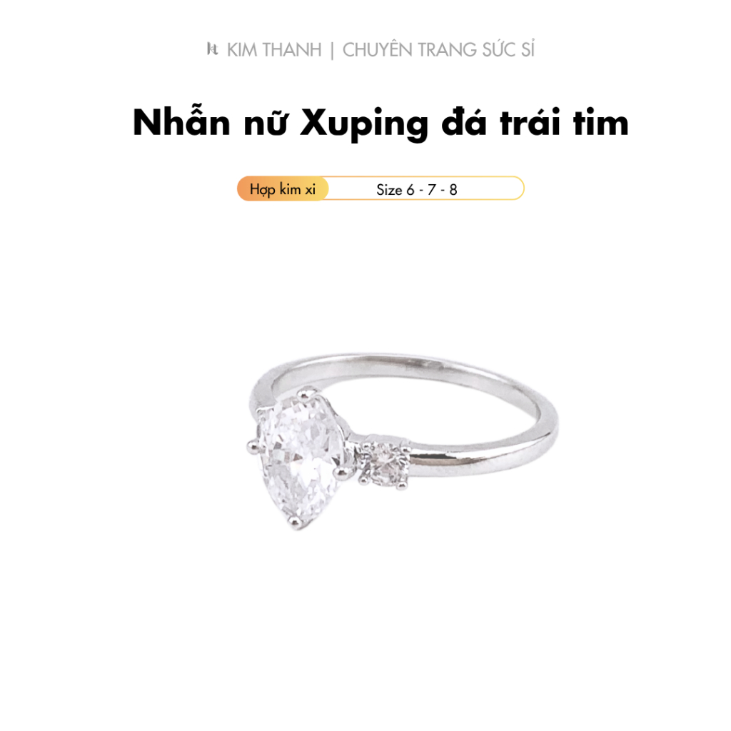Nhẫn nữ mạ bạch kim XUPING đính đá oval mini