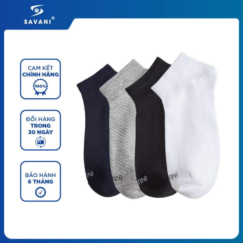 Tất Vớ Cổ Trung SAVANI, Chất Cotton Thoáng Khí, Êm Ái MTA017K3