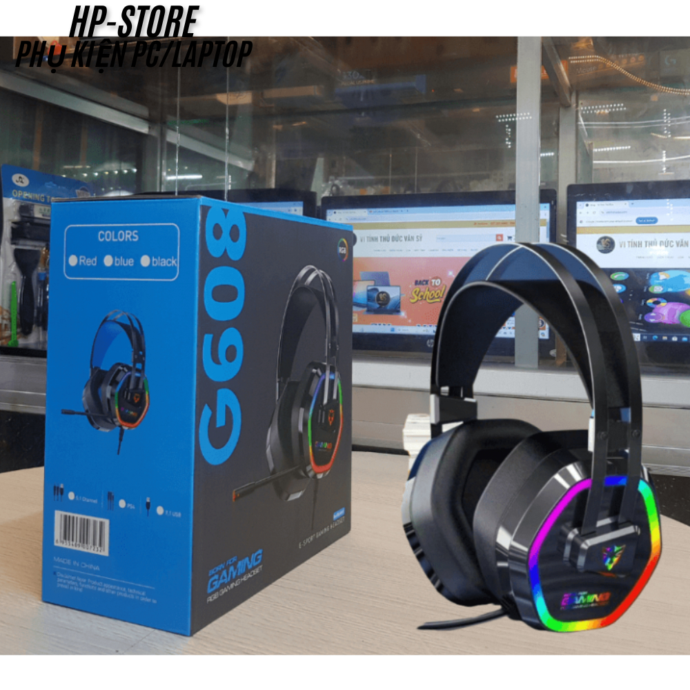 Tai Nghe Có Dây Gaming G608 – Tai Nghe Chơi Game Bluetooth 5.3 Độ Trễ Thấp, Âm Thanh Vòm 7.1 Mic Khử