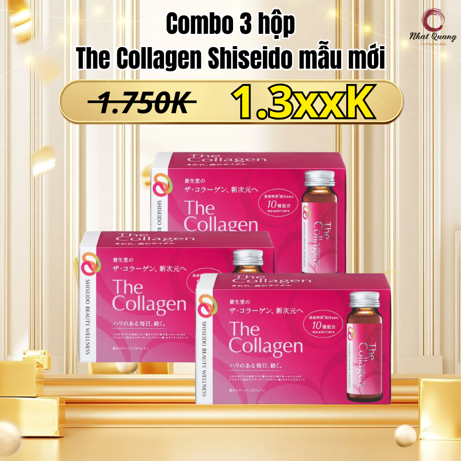 Nước uống làm đẹp, chống lão hóa da The Collagen Shiseido mẫu mới 2024, nội địa Nhật, hộp 10 chai x 100ml