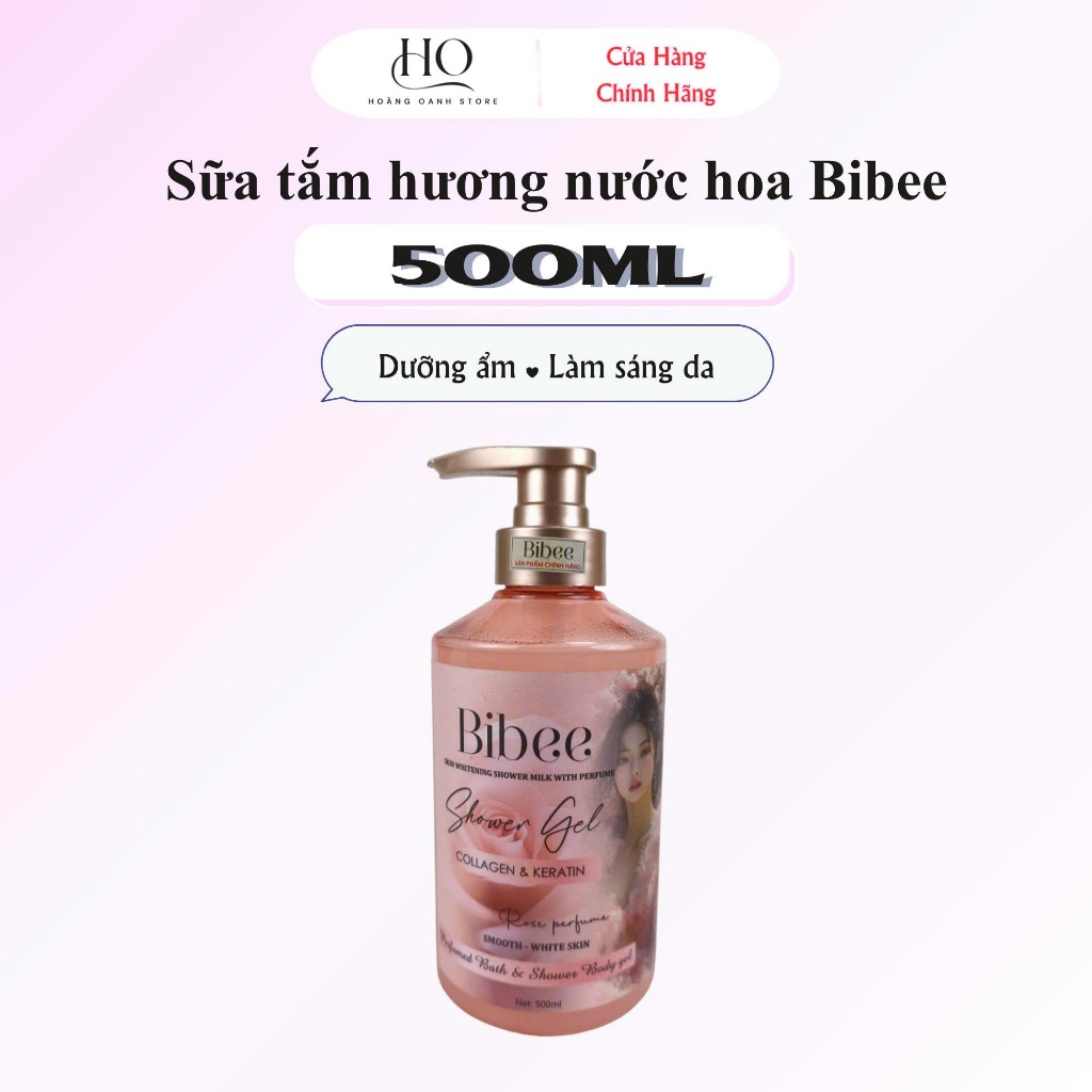 Sữa Tắm BIBEE 500ml_Dưỡng Trắng Da, Mềm Mịn, Lưu Hương Lâu, Làm Sạch Dịu Nhẹ Toàn Thân