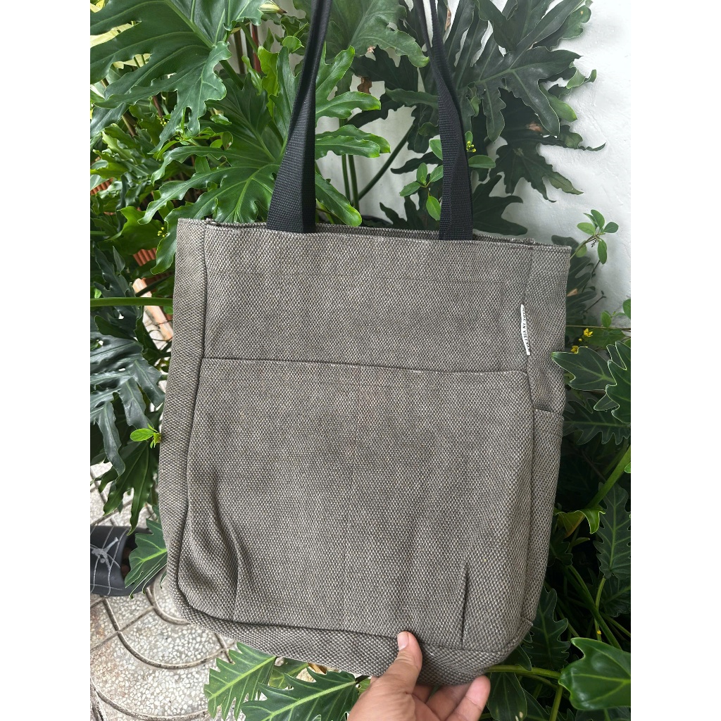 [VH18] Túi Xách Vải Bố Basic 2 Túi Ngoài