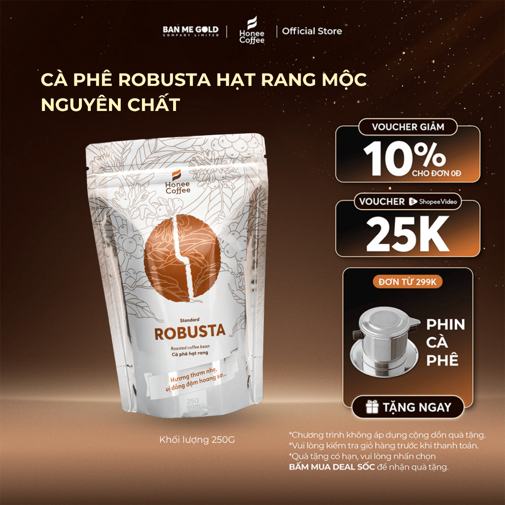 [TẶNG PHIN] Cà phê robusta -  100% Cafe rang xay nguyên chất đậm đà - cà phê hạt rang mộc chính hãng
