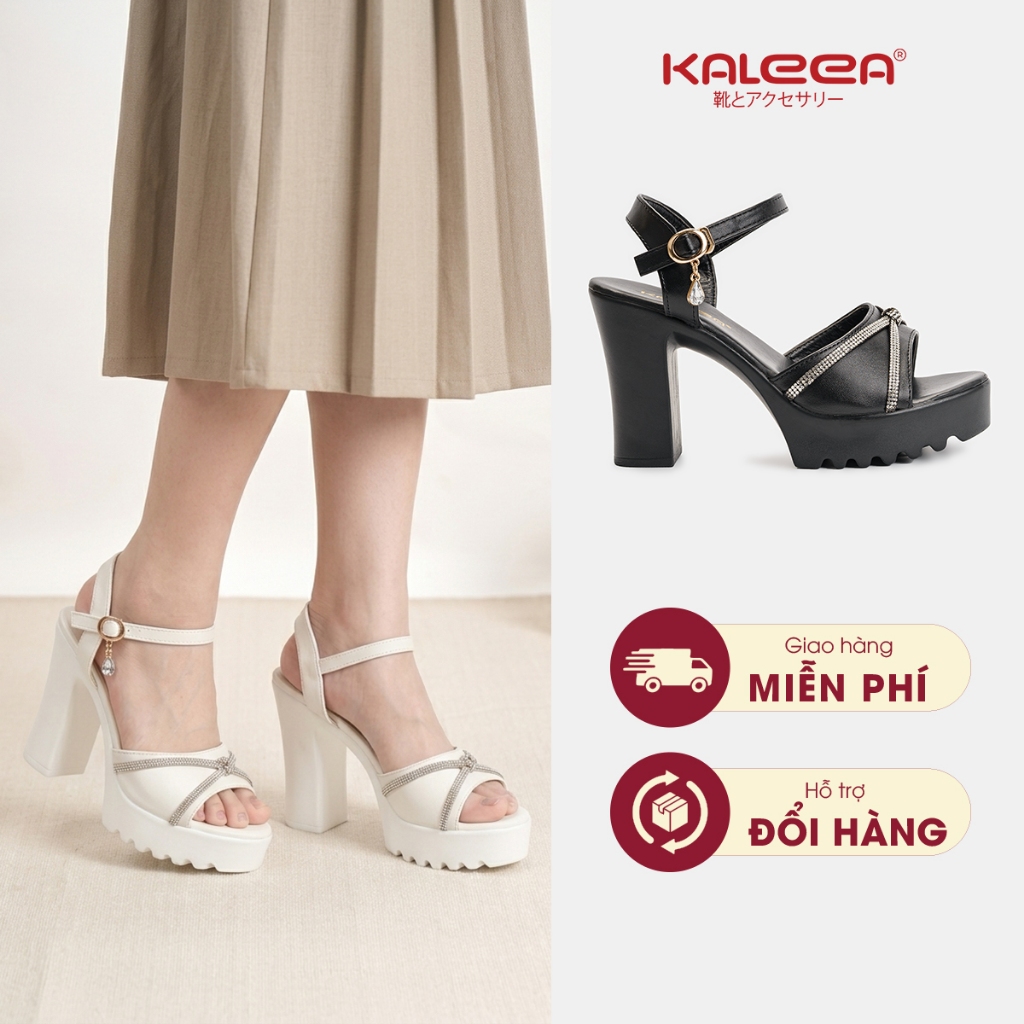 Kaleea - Giày Sandal Cao Gót Nữ 9p Quai Cài Đính Đá Cao Cấp Sang Chảnh  G01