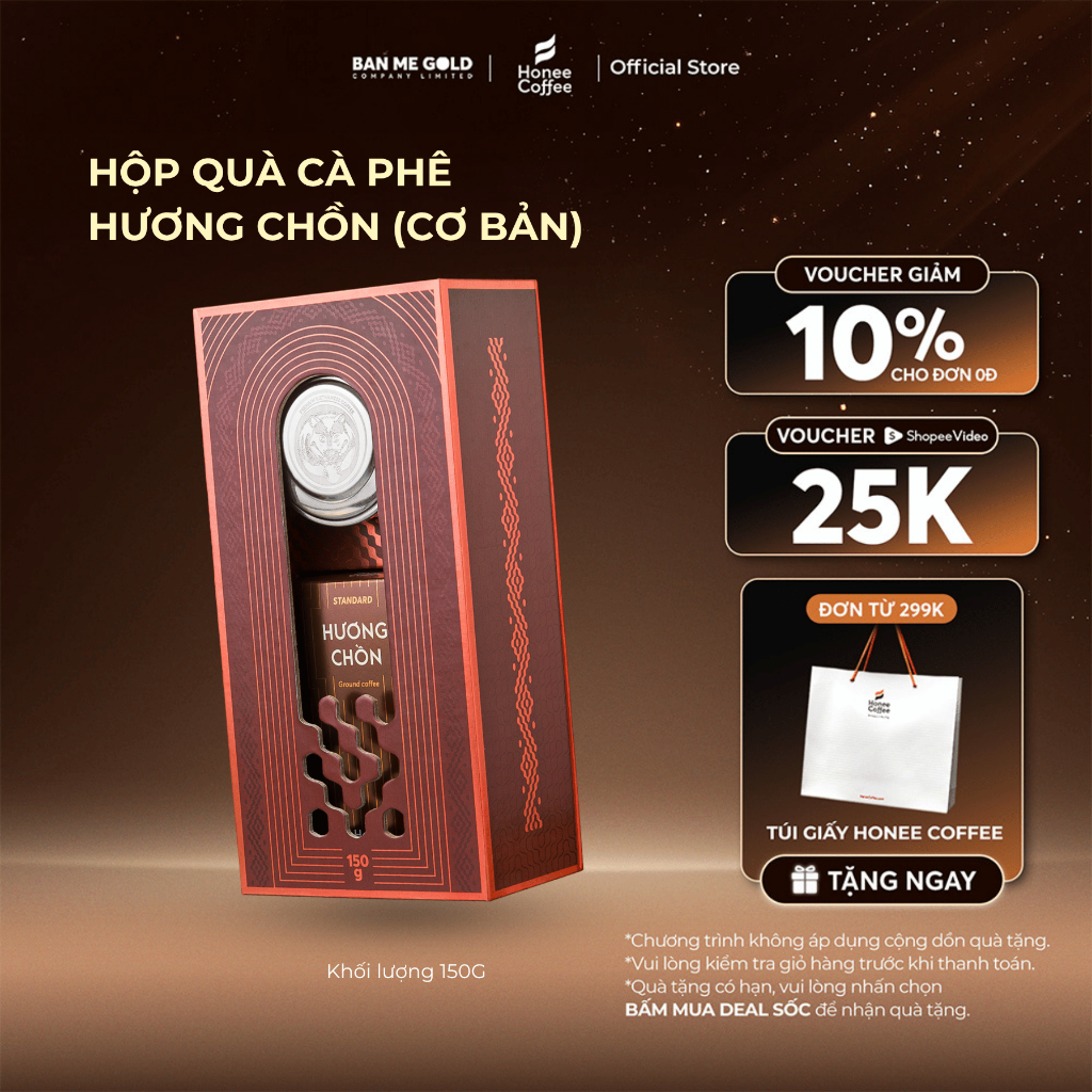 [TẶNG TÚI] Hộp quà cà phê hương chồn -  100% Cafe rang xay nguyên chất - quà tặng cao cấp chính hãng
