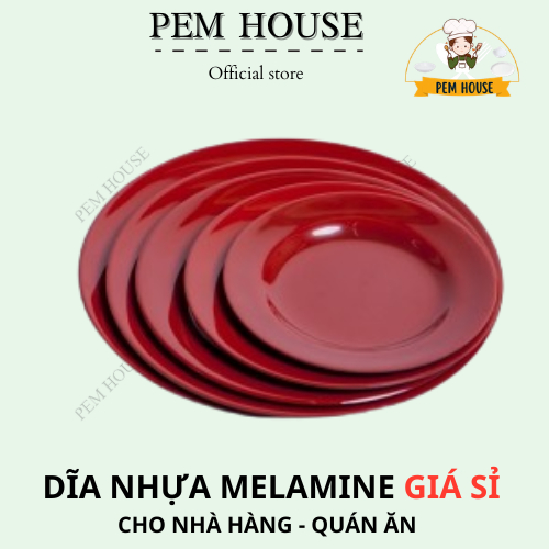 Đĩa Nhựa Melamine Đỏ Đen Cao Cấp