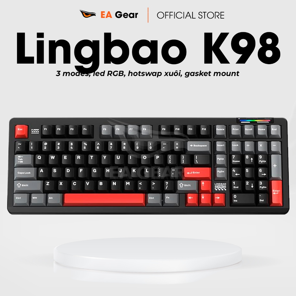 Bàn Phím Cơ Lingbao K98 3 Modes Led RGB Hotswap Mạch Xuôi - EA Gear