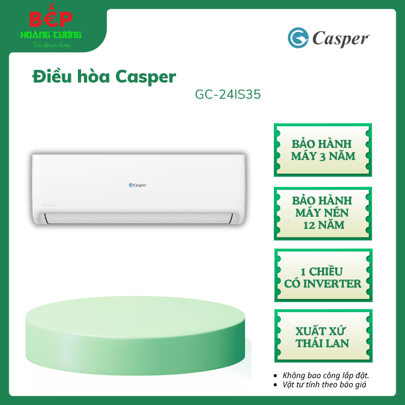 Điều Hòa Casper Inverter GC-24IS35 – Công Suất 2.5HP - Cảm Biến Nhiệt Độ - Làm Lạnh Nhanh Với Turbo