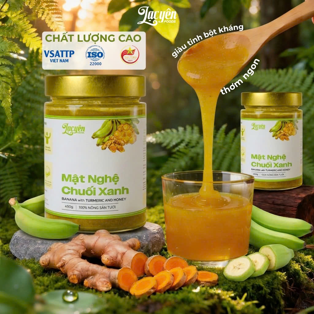 Mật Nghệ Chuối Xanh, Giàu Tinh Bột Kháng Từ Bột Chuối Xanh Và Mật Ong Nguyên Chất Thơm Ngon