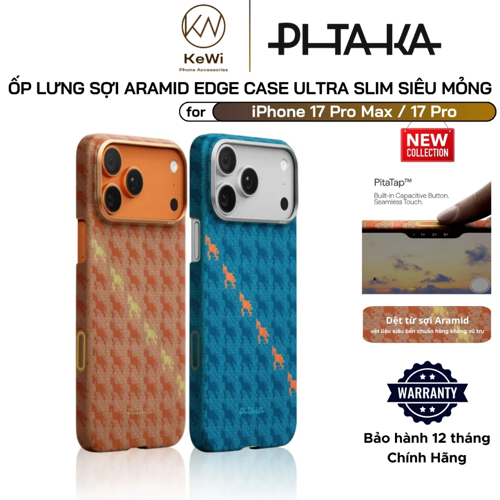 Ốp Lưng Pitaka iPhone 17 Pro Max / 17 Pro, Ultra Slim (Edge Case) - Aramid Fiber, Siêu Mỏng, PitaTap