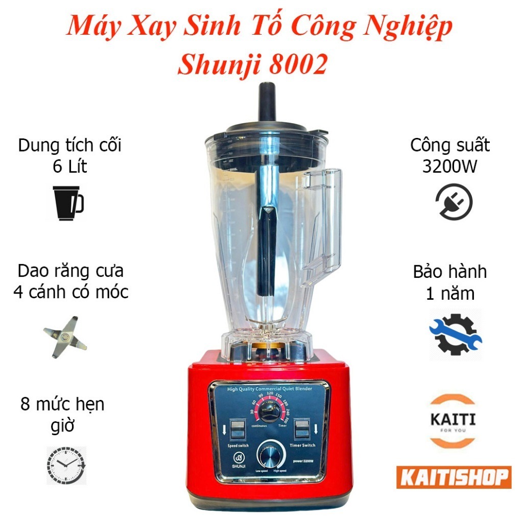 Máy Xay Sinh Tố Công Nghiêp Shunji 3200W, Máy Làm Sữa Hạt Shunji 3200w, Cối Dung Tích 6L