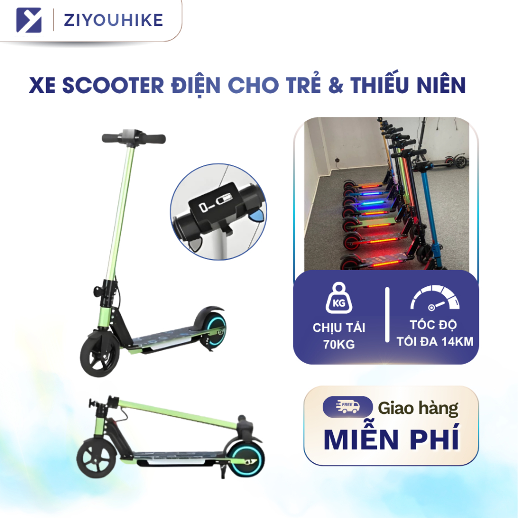 ZIYOUHIKE - Xe Scooter Điện Gấp Gọn Cho An Toàn Trẻ Em, Màn Hình Điện Tử, Tốc Độ 14km/h – Bảo Hành 1