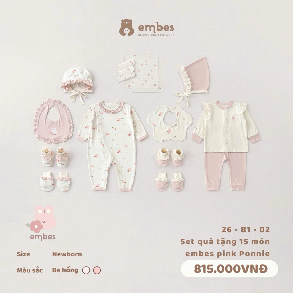 [EMBES] Set quà tặng 15 món EMBES pink Ponnie