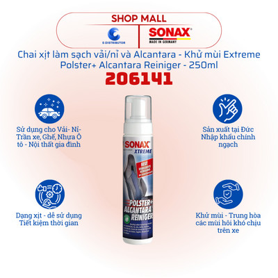 [HỎA TỐC] Chai xịt vệ sinh làm sạch vải/nỉ và Alcantare Sonax Xtreme 206141 - Dung tích 250ml