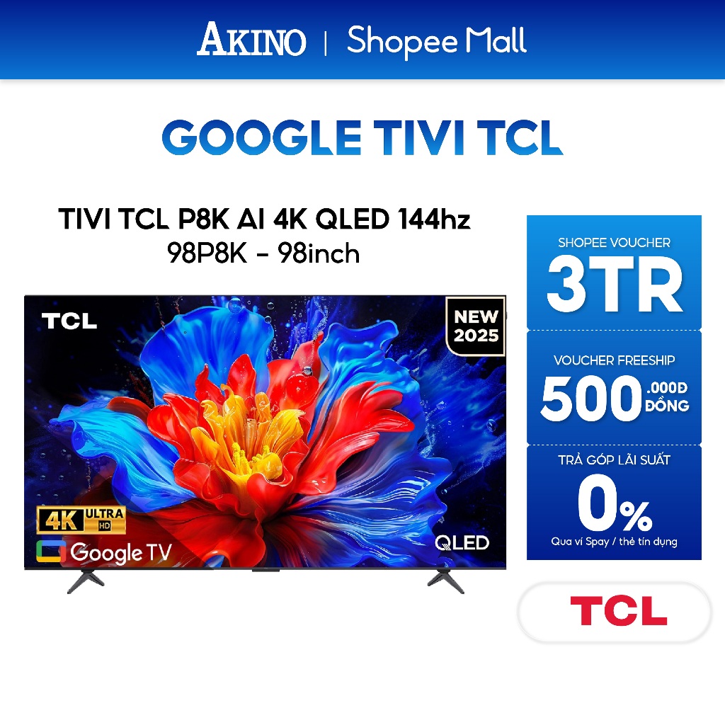 98P8K - Google Tivi QLED TCL 98inch 4K 144Hz - Miễn phí giao hàng
