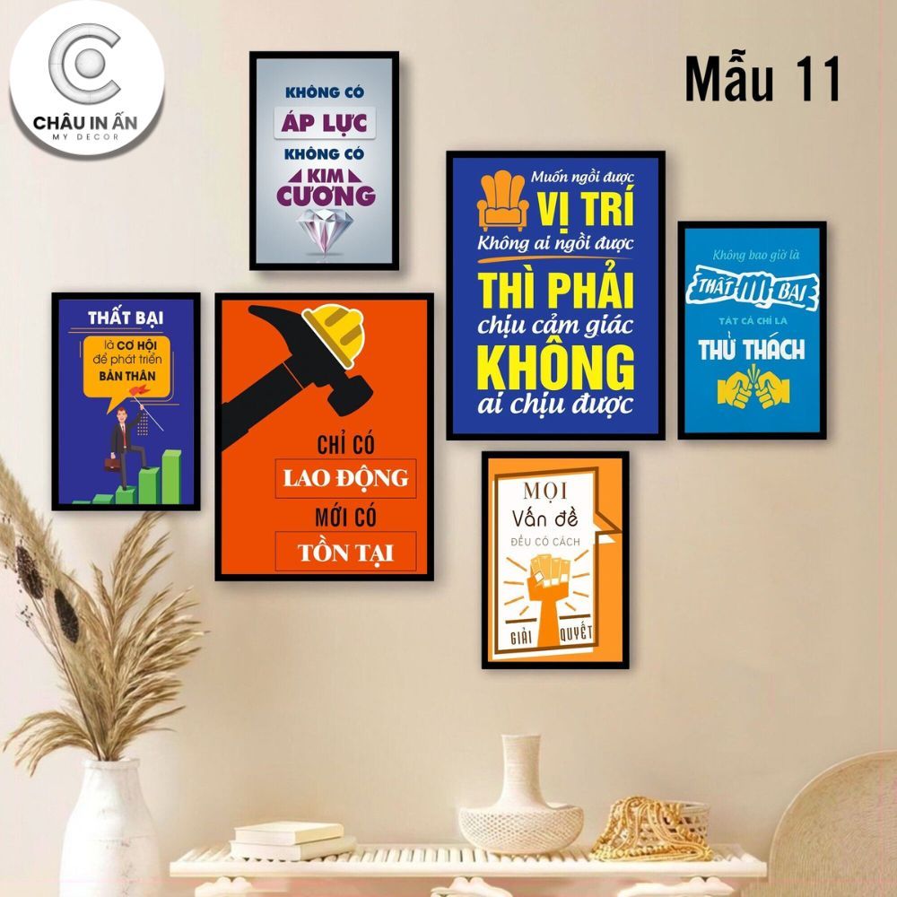 Set 6 Tranh Dán Tường, Slogan Truyền Động Lực, Truyền Cảm Hứng Tranh Decor Dán Tường Trang Trí Văn P