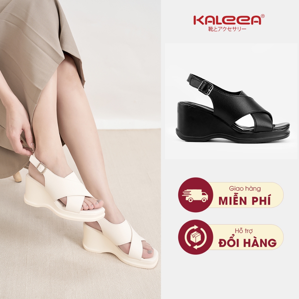 [Xả Hàng Giá Sốc] Kaleea G17 - Giày Cao Gót Đế Xuồng Kaleea Quai Chéo Hack Dáng Độn Đế 7cm