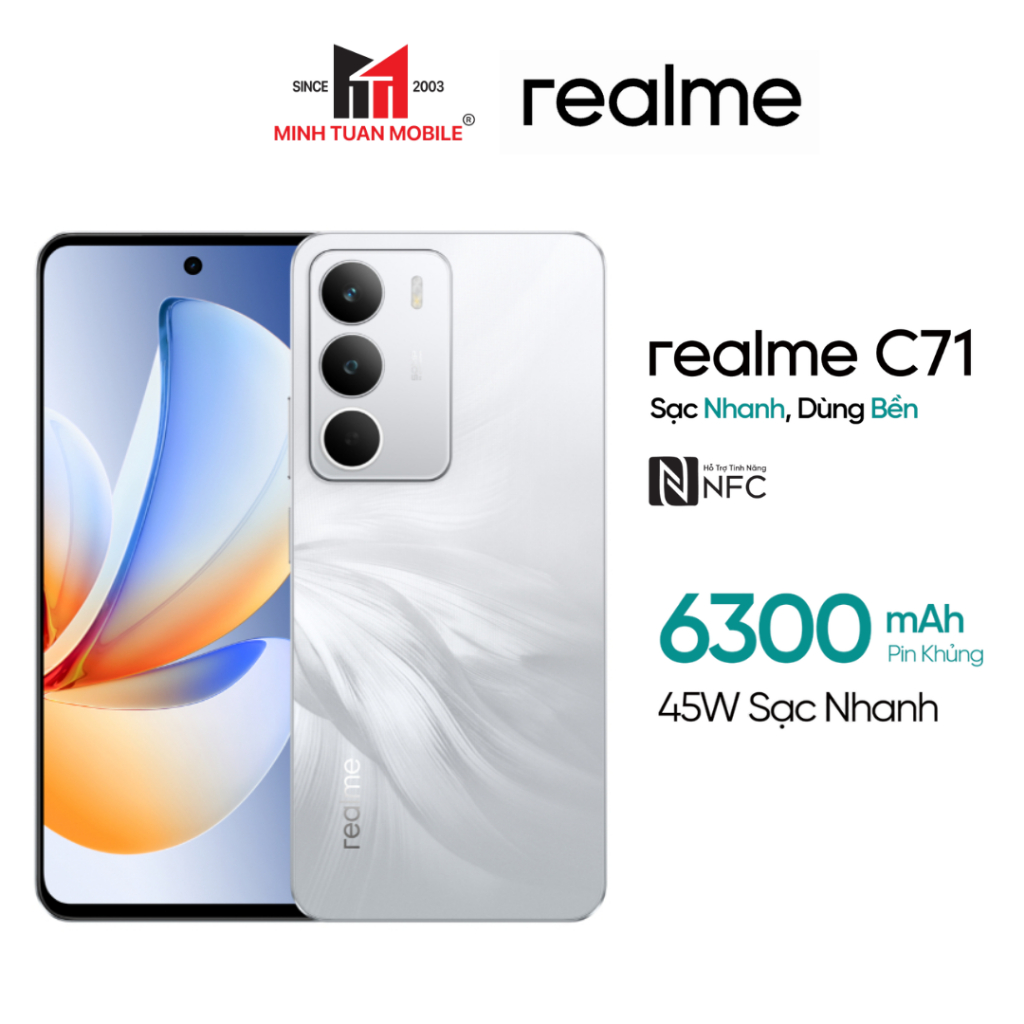 Điện Thoại Realme C71 4GB/128GB - Pin 6300mAh - Hàng Chính Hãng