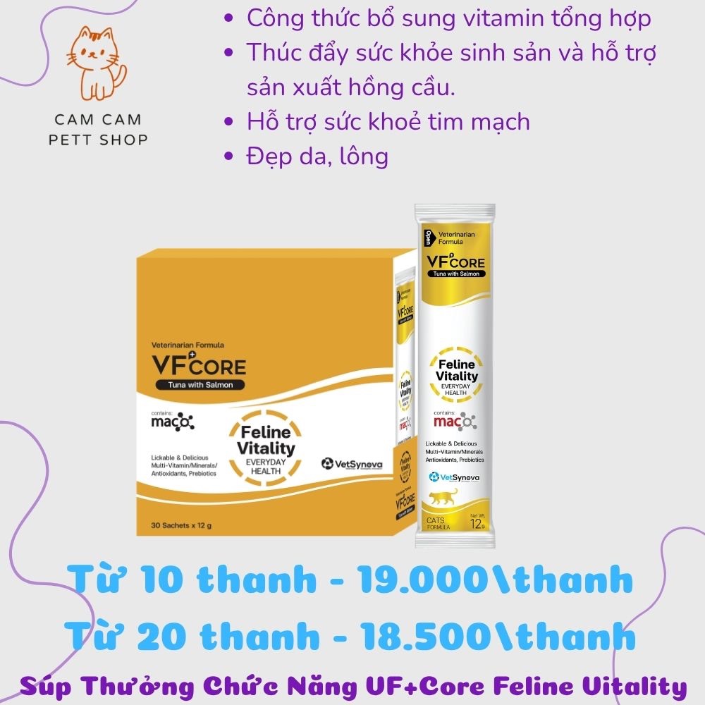 Súp Thưởng VF + Core Feline Vitality hỗ trợ bổ sung dinh dưỡng toàn diện